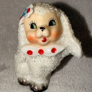 Vintage Rare Grant Crest Anthropomorphic Sugared Glazed White Poodle Dog 1950’s